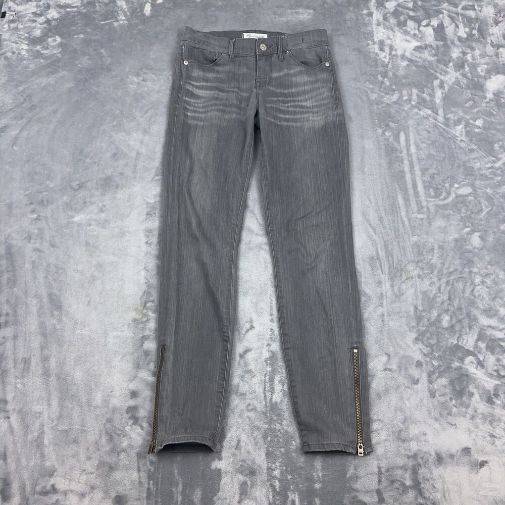 Madewell Jeans Womens Size 26 Gray Stretch Ankle Zip Low Rise 5 Pocket